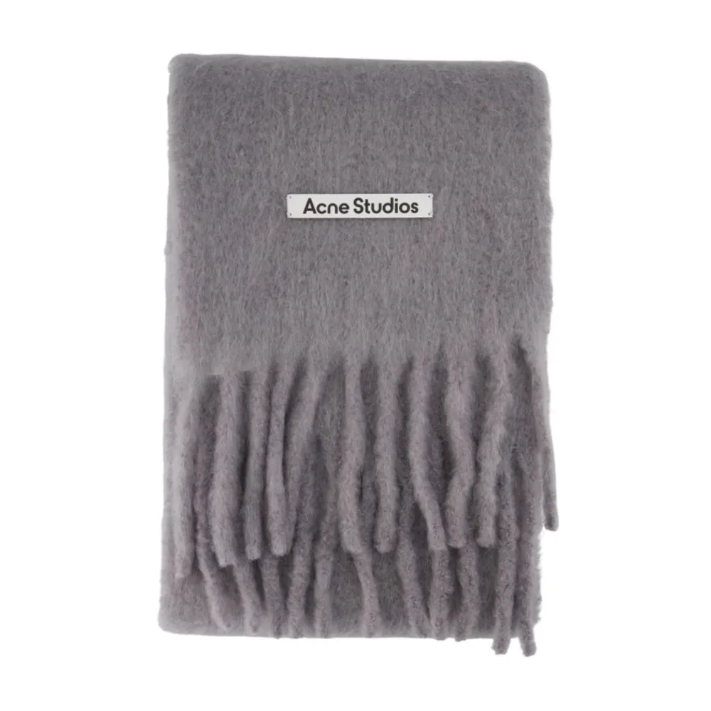 Halstørklæder Og Tørklæder|Tørklæder<Acne Studios Mohair Logo Scarf Grå