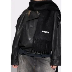 Halstørklæder Og Tørklæder<Acne Studios Mohair Logo Scarf Sort