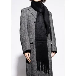 Halstørklæder Og Tørklæder<Acne Studios Mohair Logo Scarf Sort