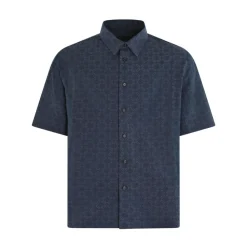 Skjorter<Givenchy Monogram Skinnende Skjorte Blå