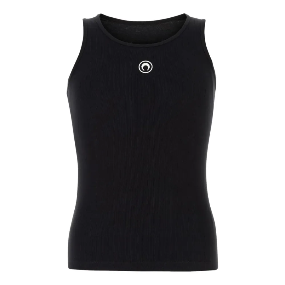T-Shirts & Toppe^Marine Serre Moon Logo Ribbed Jersey Tank Top Sort