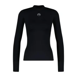 T-Shirts & Toppe|Træningstrøjer<Marine Serre Moon Logo Strass Jersey Highneck Top Sort