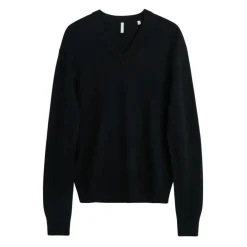 Strik<Sunflower Moon Merino Sweater med V-hals Sort