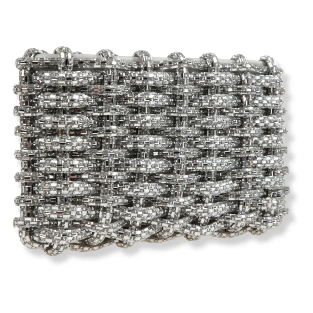Clutch<Simkhai Morgan Woven Rhinestone Clutch Grå