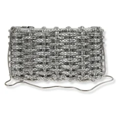 Clutch<Simkhai Morgan Woven Rhinestone Clutch Grå