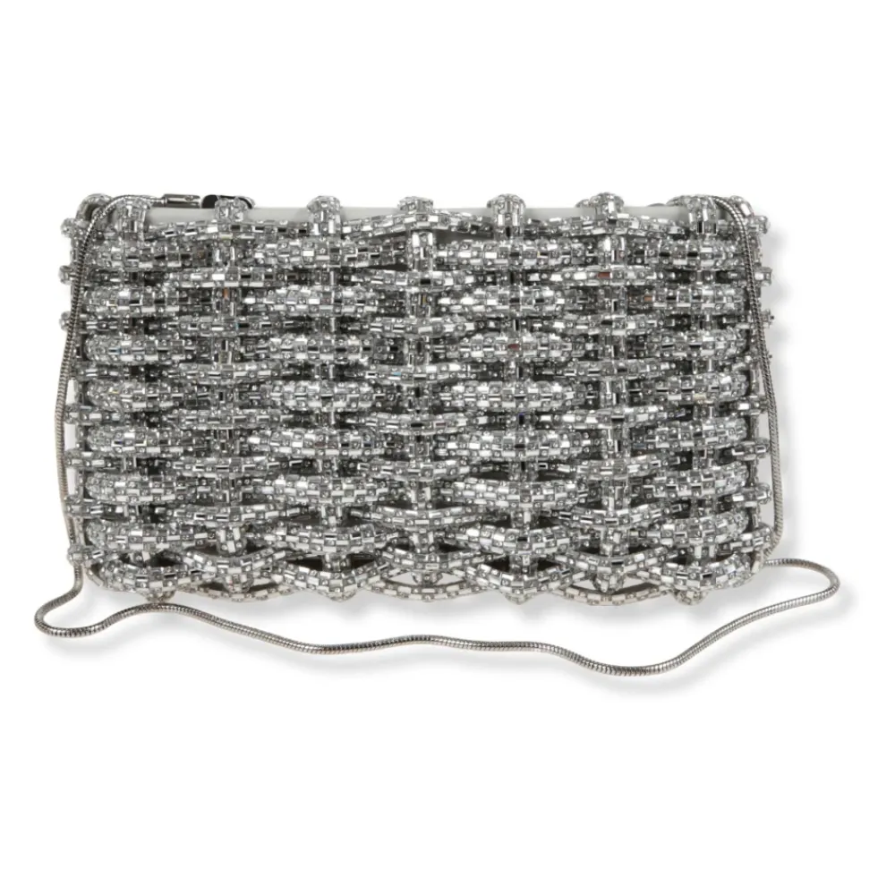 Clutch<Simkhai Morgan Woven Rhinestone Clutch Grå