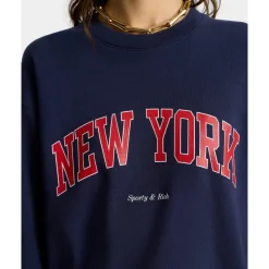Sweatshirts<Sporty & Rich Mørke Crewneck Sweatshirt Blå