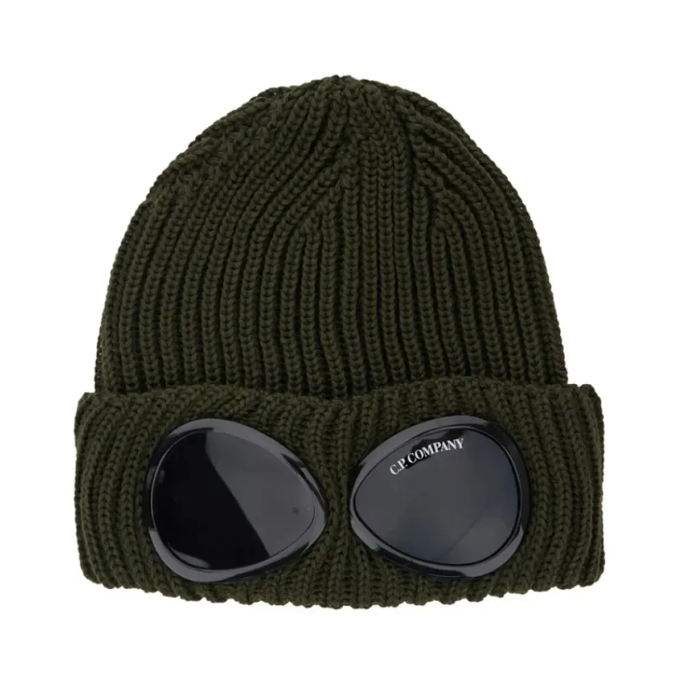 Huer, Kasketter & Hatte<C.P. Company Mørke Ribstrikket Goggle Hue Grøn