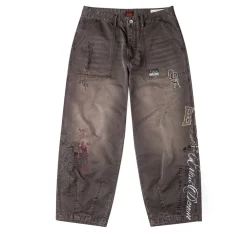 Jeans<Evisu Multi Logos Print Balloon Fit Vaskede Vævede Bukser Brun
