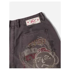 Jeans<Evisu Multi Logos Print Balloon Fit Vaskede Vævede Bukser Brun