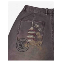 Jeans<Evisu Multi Logos Print Balloon Fit Vaskede Vævede Bukser Brun
