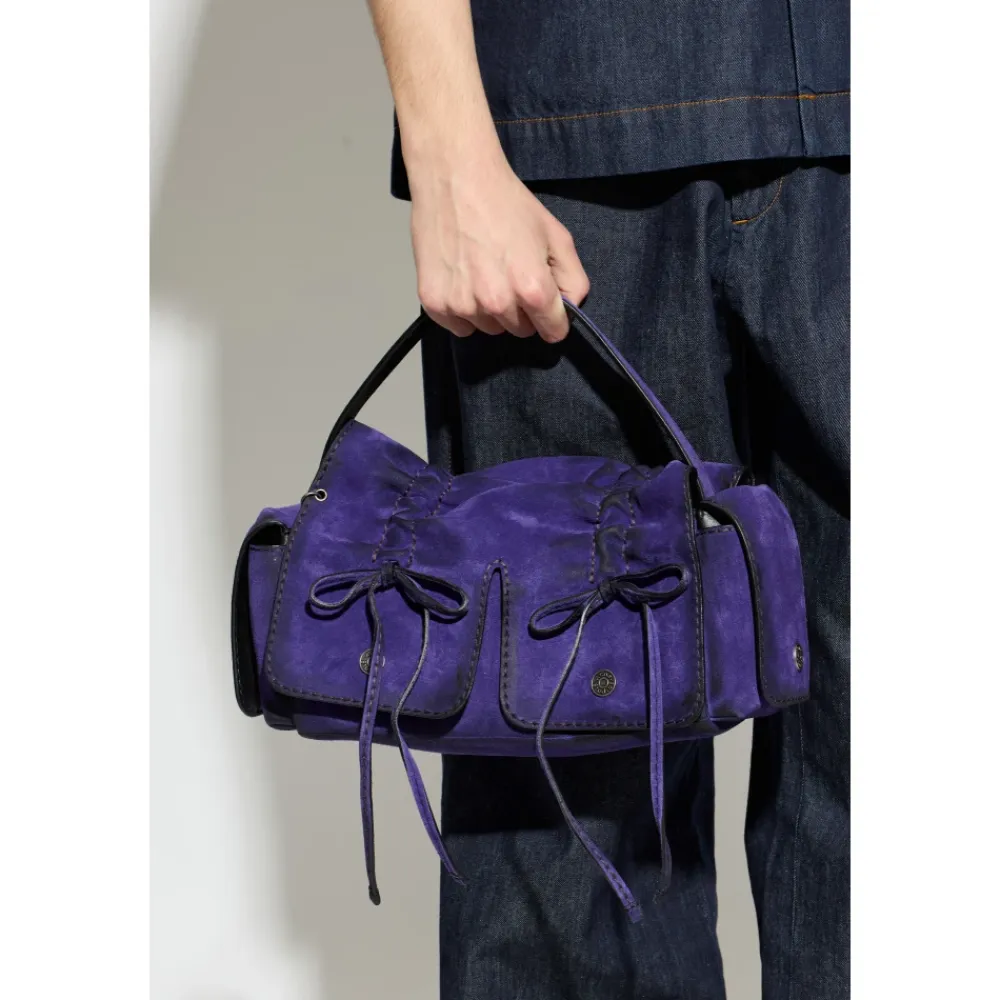 Tasker|Håndtasker<Acne Studios Multipocket Suede Shoulder Bag Lilla