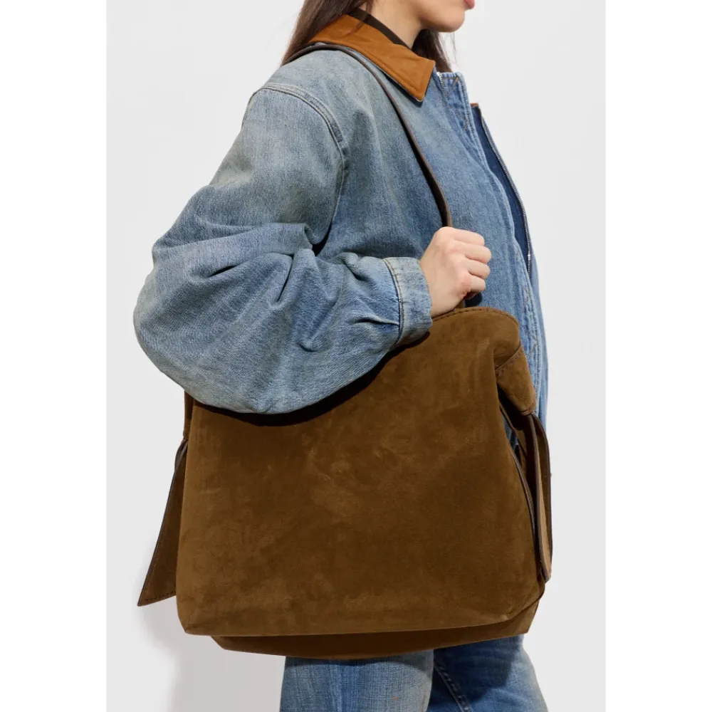 Tasker|Indkøbstasker^Acne Studios Musubi Suede Midi Bag Brun
