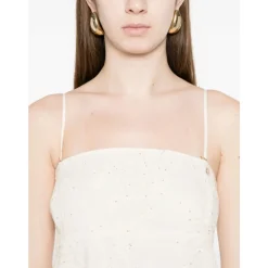 Kjoler^Liu Jo Natural Flower Sequi Maxi Dress Beige