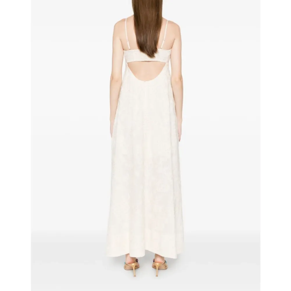 Kjoler^Liu Jo Natural Flower Sequi Maxi Dress Beige
