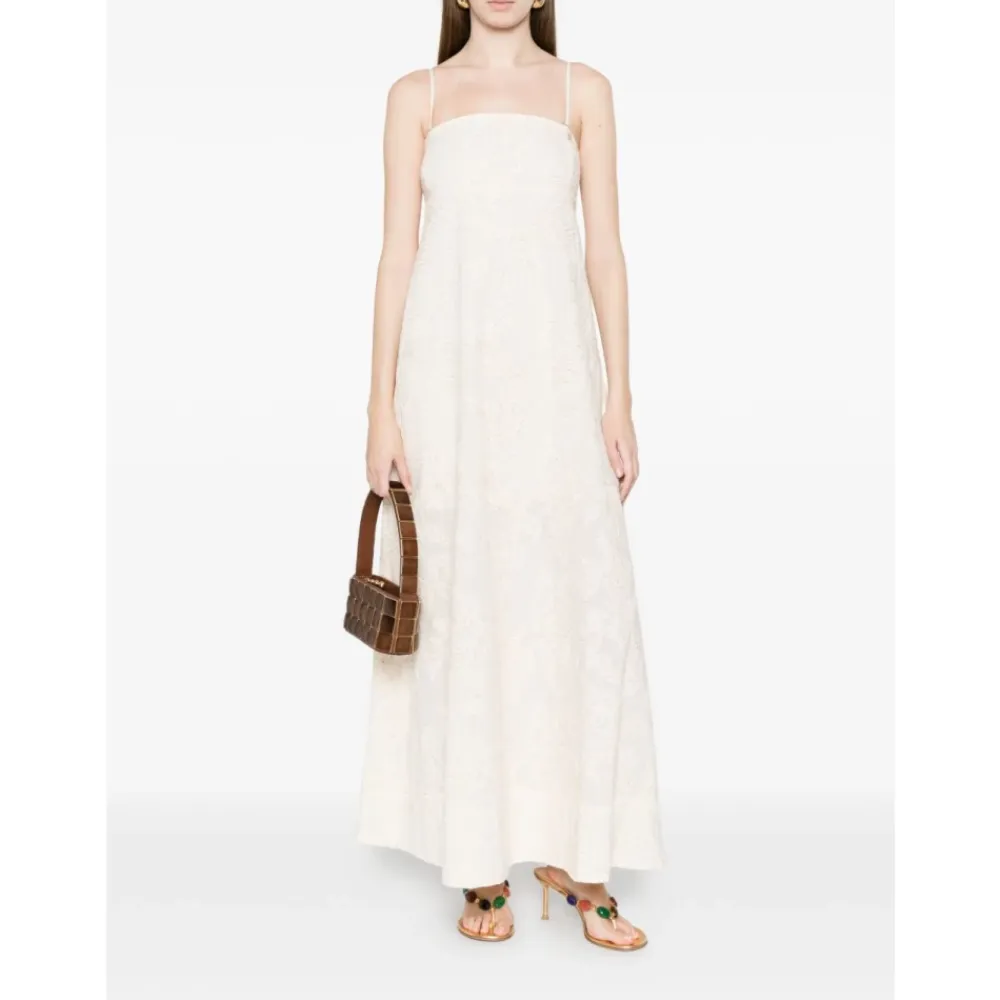 Kjoler^Liu Jo Natural Flower Sequi Maxi Dress Beige
