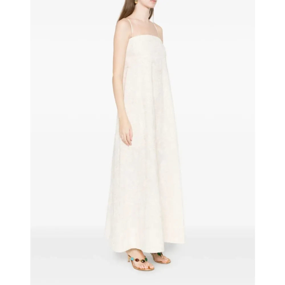 Kjoler^Liu Jo Natural Flower Sequi Maxi Dress Beige