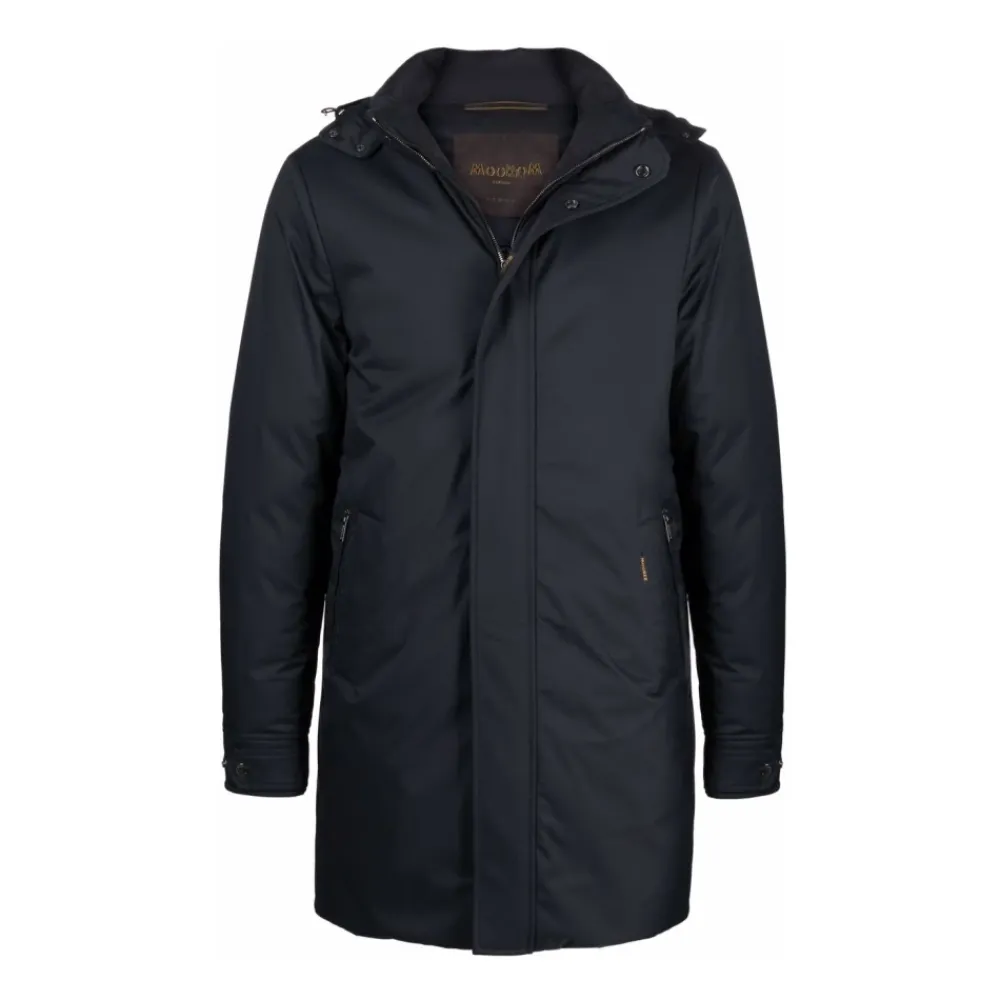 Frakker<Moorer Navy Blue Dunjakke med hætte Blå