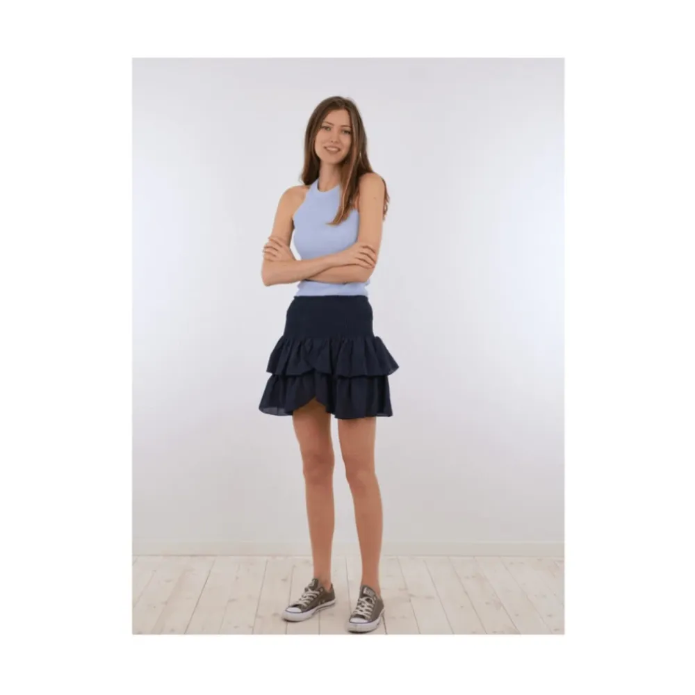 Nederdele^Neo Noir Navy Blue Flæse Mini Nederdel Blå