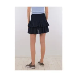 Nederdele^Neo Noir Navy Blue Flæse Mini Nederdel Blå