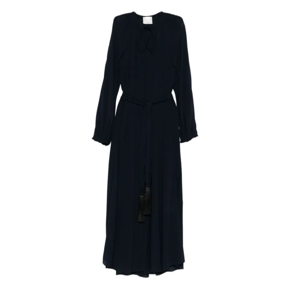 Kjoler<Forte Forte Navy Blue Slips Hals Kjole Blå