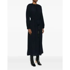 Kjoler<Forte Forte Navy Blue Slips Hals Kjole Blå