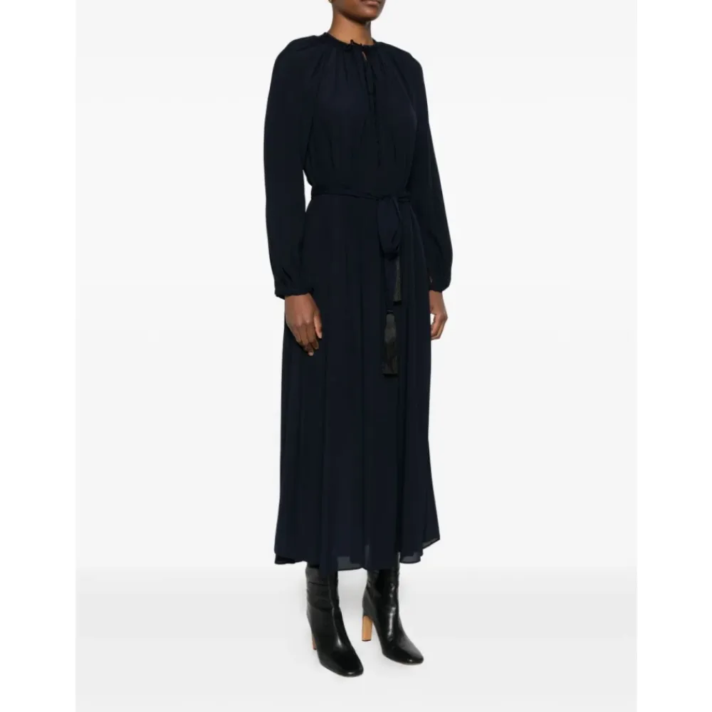 Kjoler<Forte Forte Navy Blue Slips Hals Kjole Blå