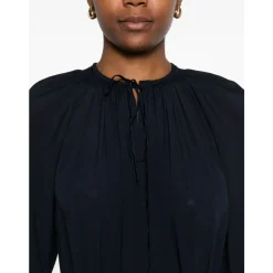 Kjoler<Forte Forte Navy Blue Slips Hals Kjole Blå