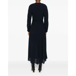 Kjoler<Forte Forte Navy Blue Slips Hals Kjole Blå