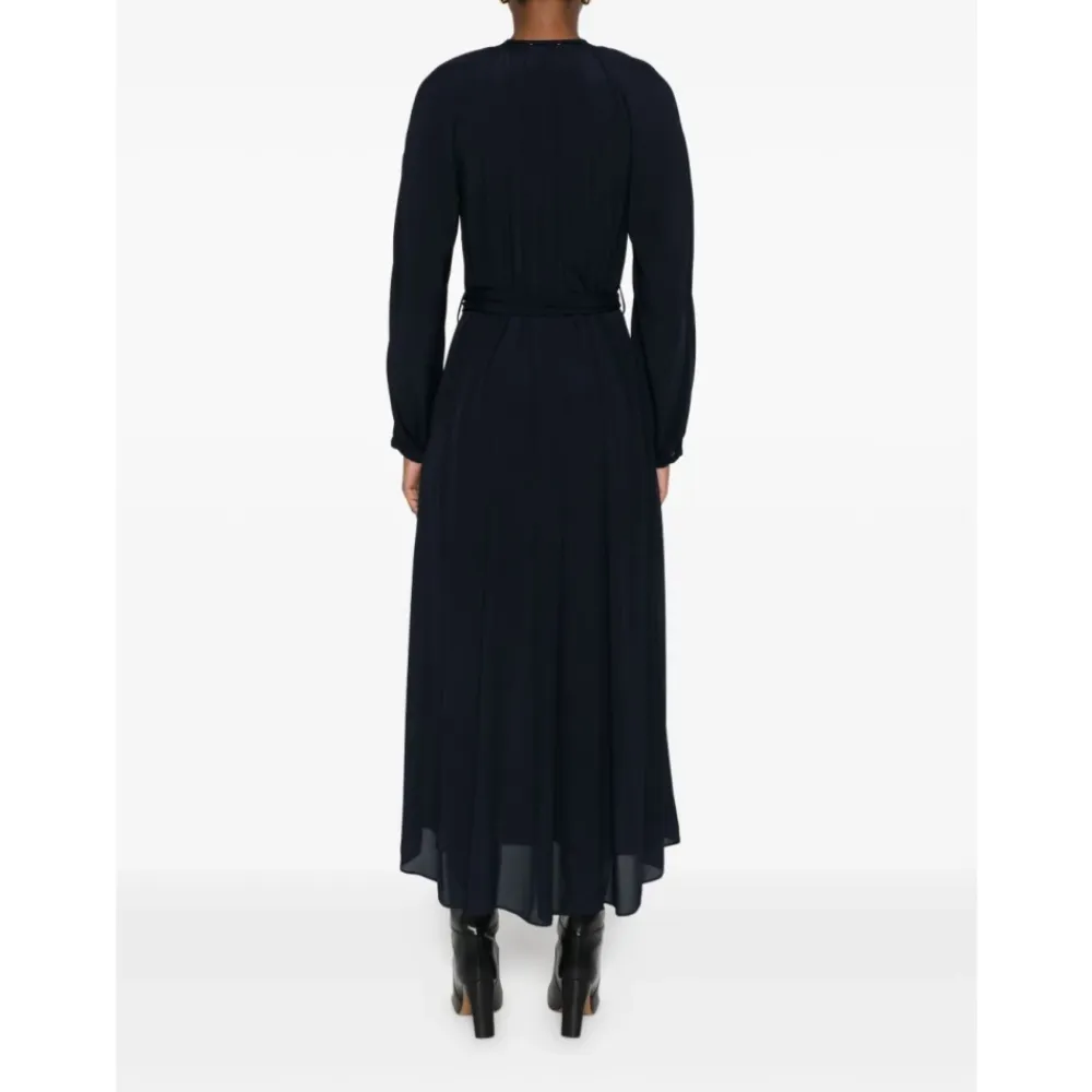 Kjoler<Forte Forte Navy Blue Slips Hals Kjole Blå