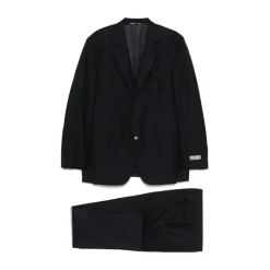 Jakkesæt^Canali Navy Blue Suit med Front Button Blå