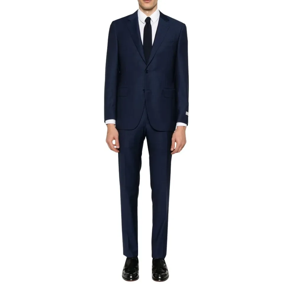 Jakkesæt^Canali Navy Blue Suit with Front Button Blå