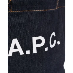 Indkøbstasker<A.P.C. Navy bomuldslæder tote taske Blå