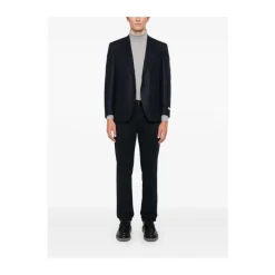 Bukser^Canali Navy Slim Fit Twill Bukser Blå