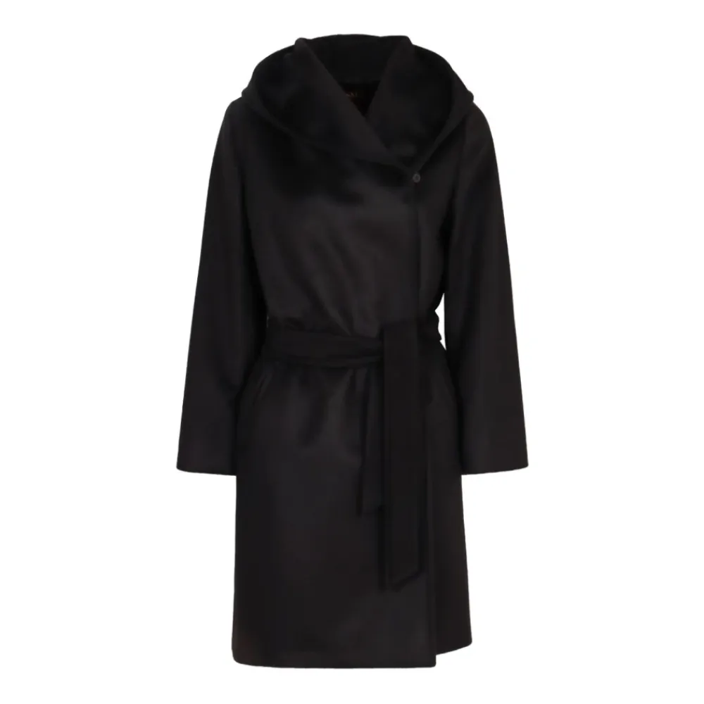 Frakker^Max Mara Studio Newmang Wool Hooded Coat Sort