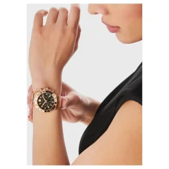 Ure<Philipp Plein Nobile Lady Chrono Roséguld Sort Armbånd Pink