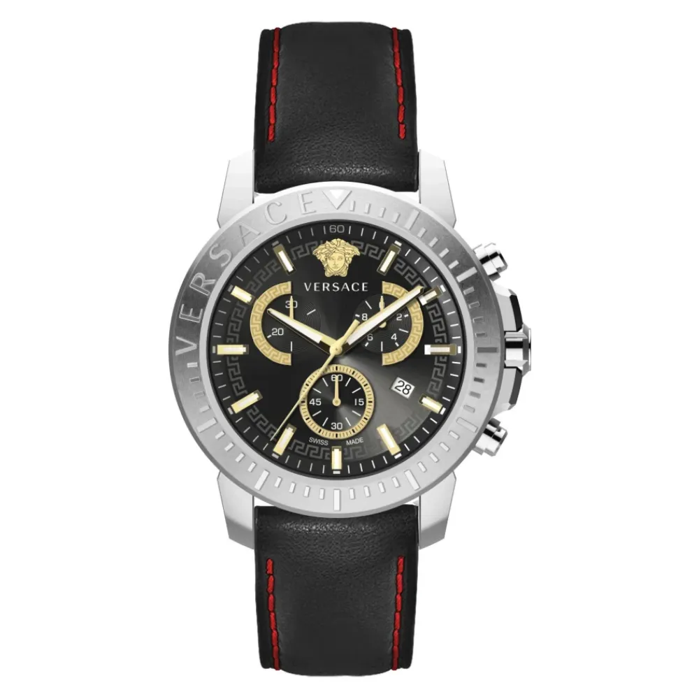 Ure^Versace NY CHRONO Læder Chronograph Ur Grå