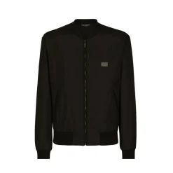 Jakker^Dolce & Gabbana Nylon jakke med mærketiket Sort