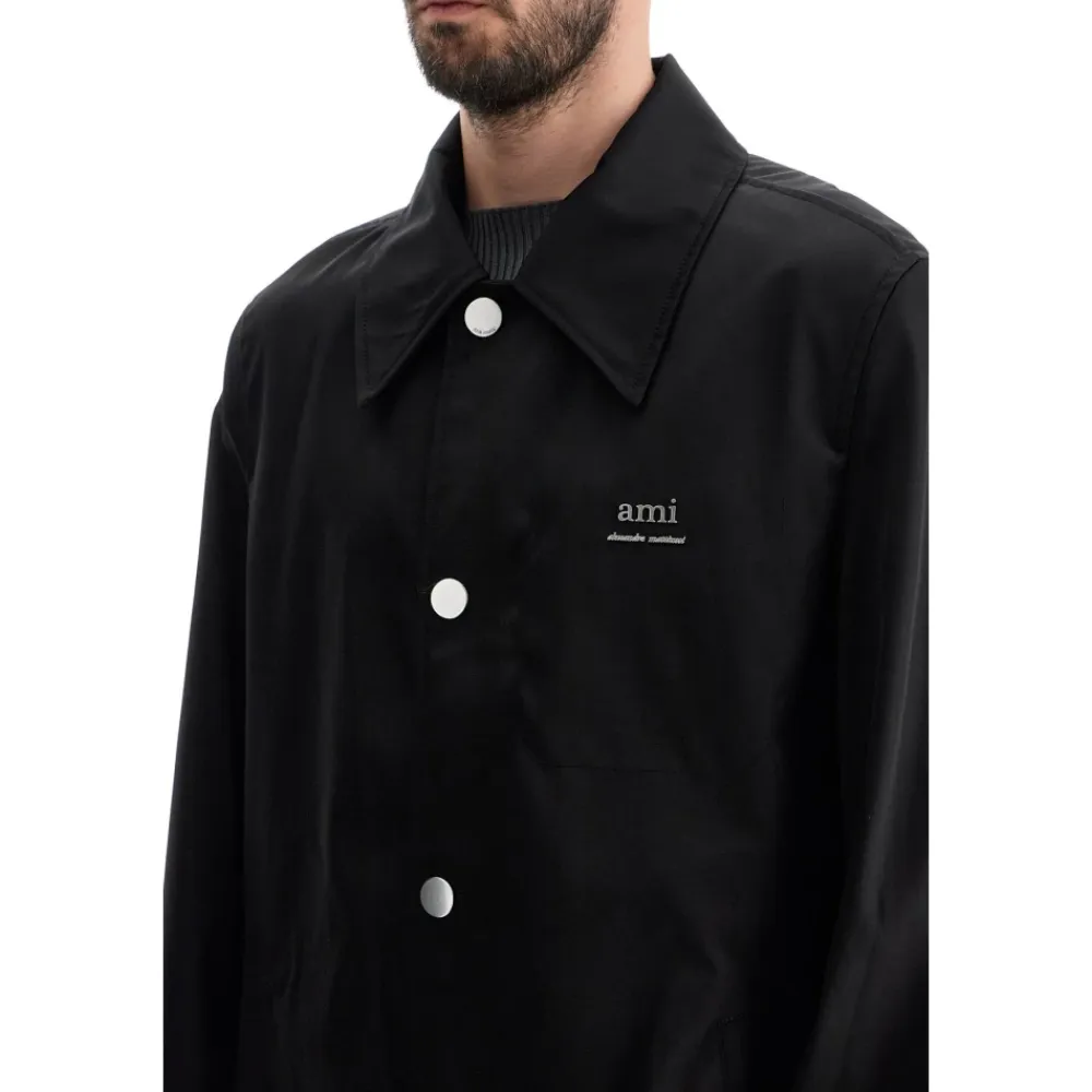 Frakker<Ami Paris Nylon og Bomuld Unisex Bilfrakke Sort