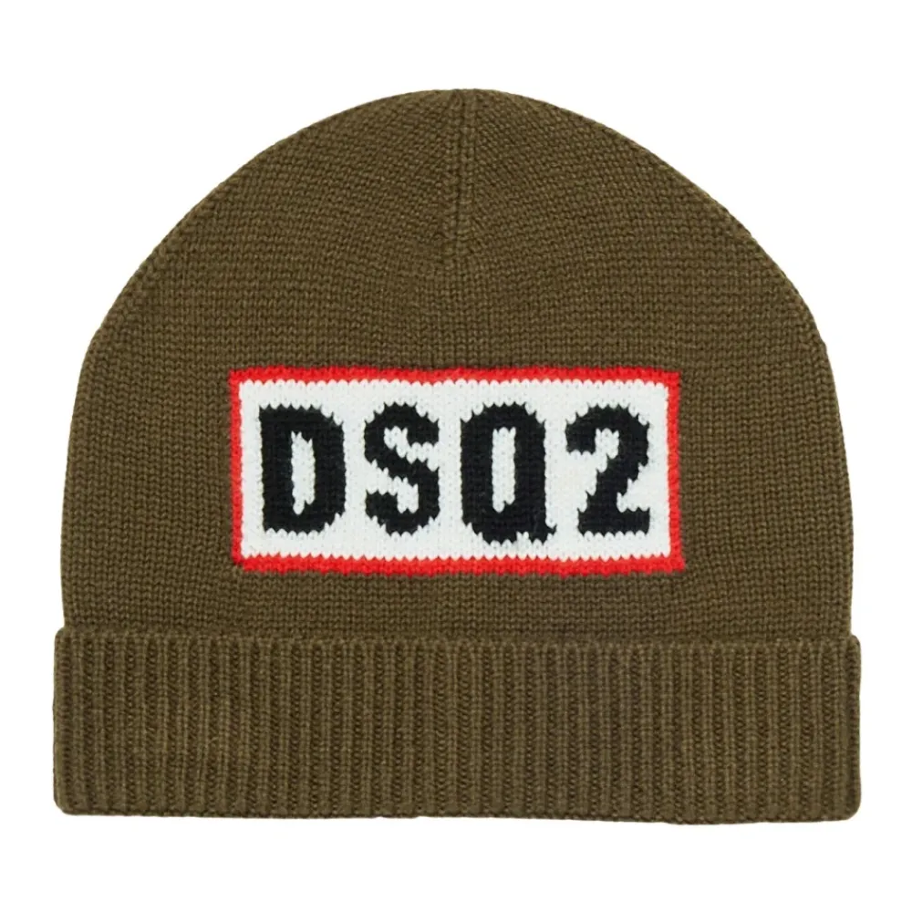 Huer & Kasketter^Dsquared2 Oliven Uld Beret Unisex Grøn