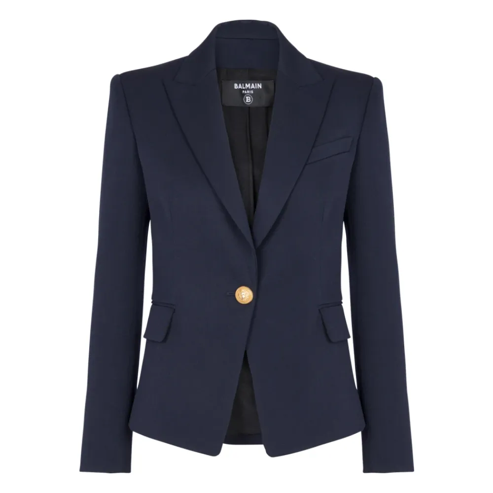 Jakker<Balmain One-button Wool Blazer Blå