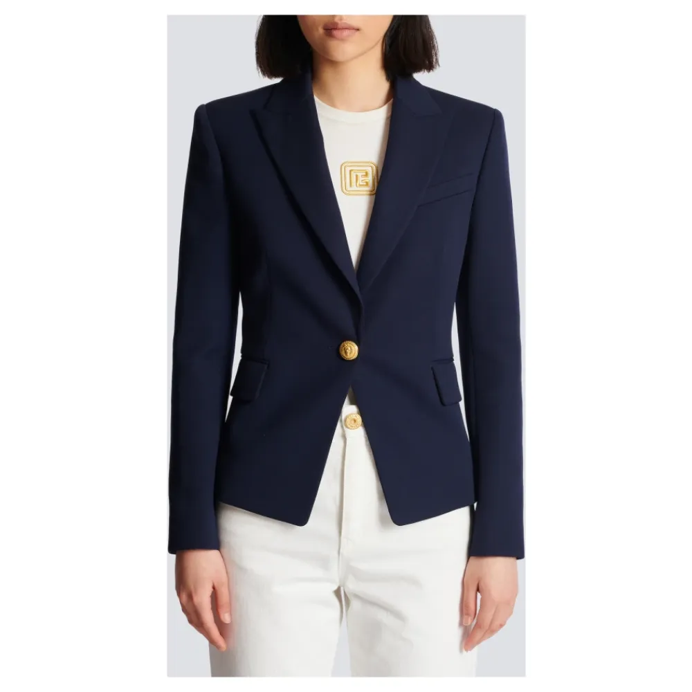 Jakker<Balmain One-button Wool Blazer Blå