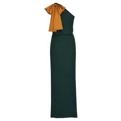 Kjoler^Saint Laurent One-shoulder kjole i silke crepe muslin Grøn