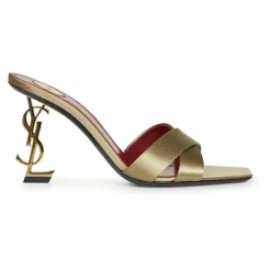 Stiletter<Saint Laurent Opyum Mules i Satin Crepe Beige