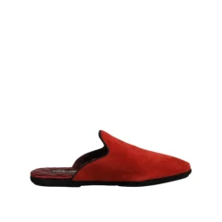 Hjemmesko<Dolce & Gabbana Orange Velvet Slides Lædersål Rød