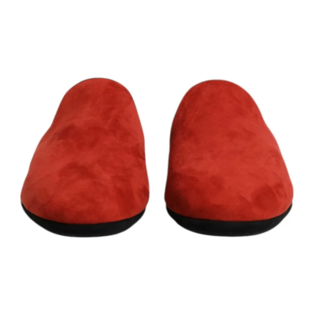Hjemmesko<Dolce & Gabbana Orange Velvet Slides Lædersål Rød