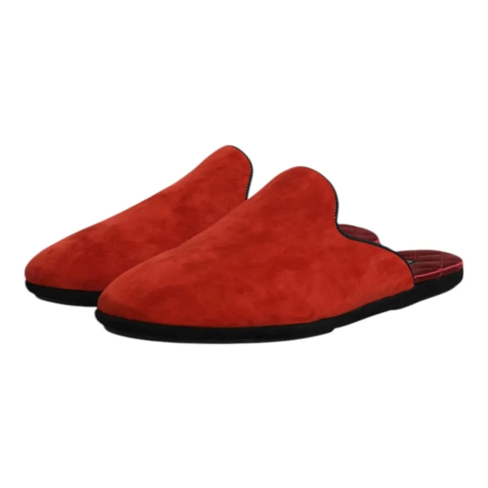 Hjemmesko<Dolce & Gabbana Orange Velvet Slides Lædersål Rød