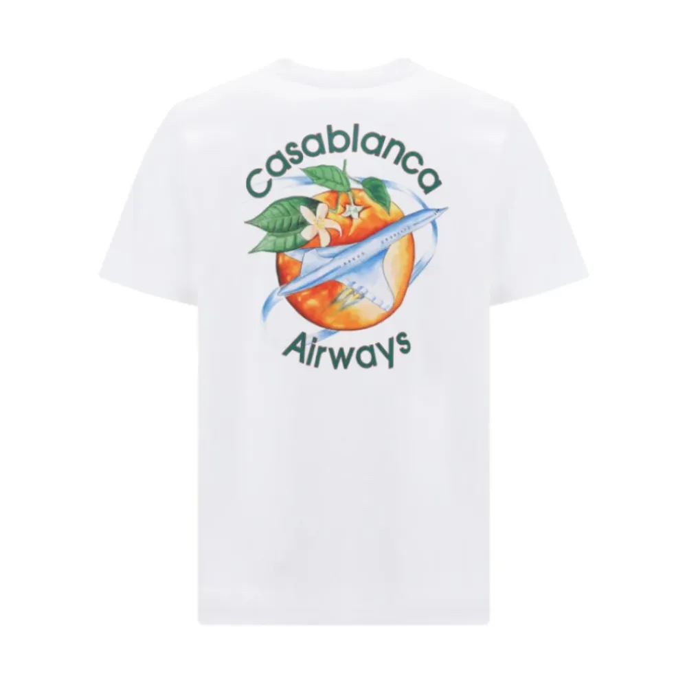 T-Shirts<Casablanca Orbit Omkring Appelsin T-Shirt Hvid