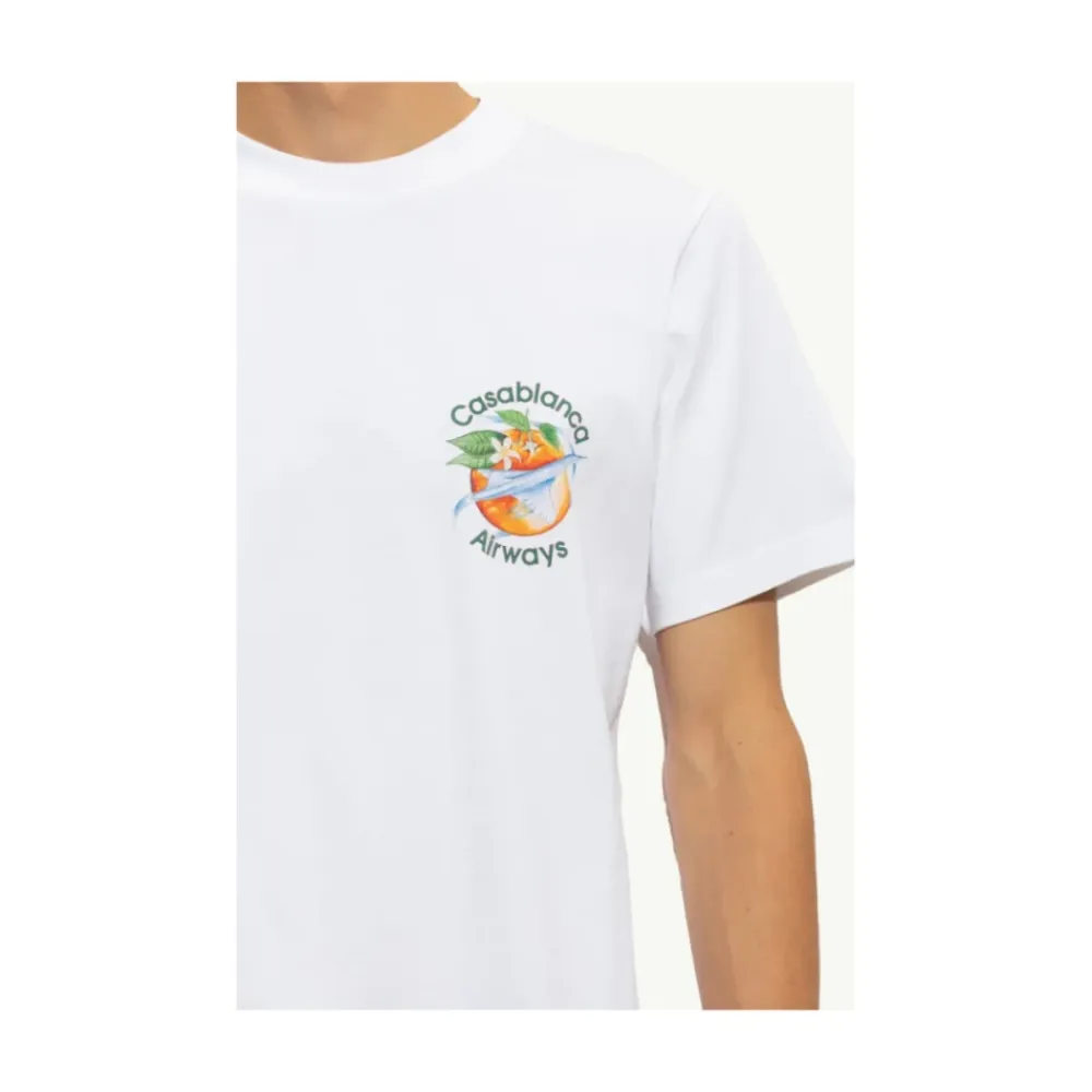 T-Shirts<Casablanca Orbit Omkring Appelsin T-Shirt Hvid