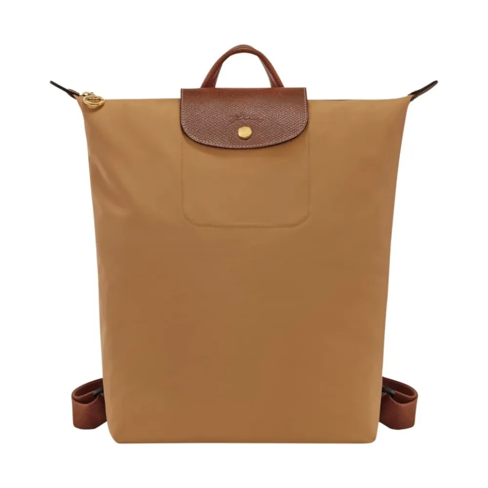 Rygsække^Longchamp Original Foldbar Rygsæk med Klap og Trykknap Brun